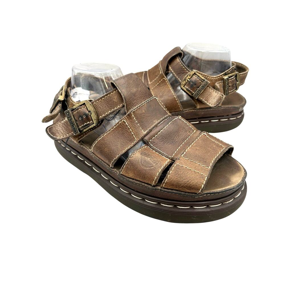 RARE Vintage  Dr. Martens Brown Leather Fisherman Platform Sandals ENGLAND WM 11